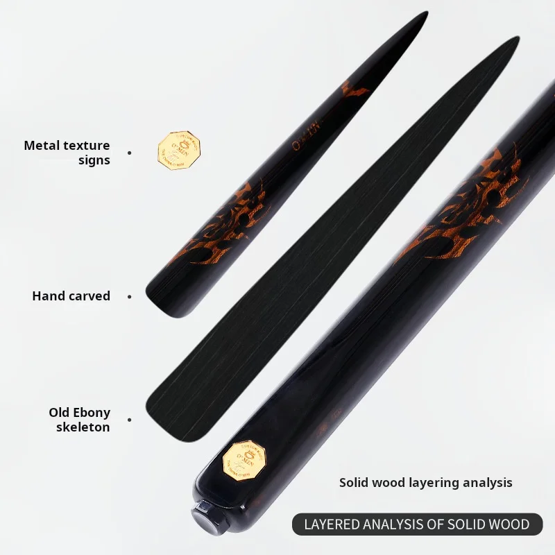 hit productO'MIN Mystery Flying Tiger Ash Wood 3/4 Split Snooker Billiard Cue 10mm Small Head Hand Carved Inlaid Rod Black Eight