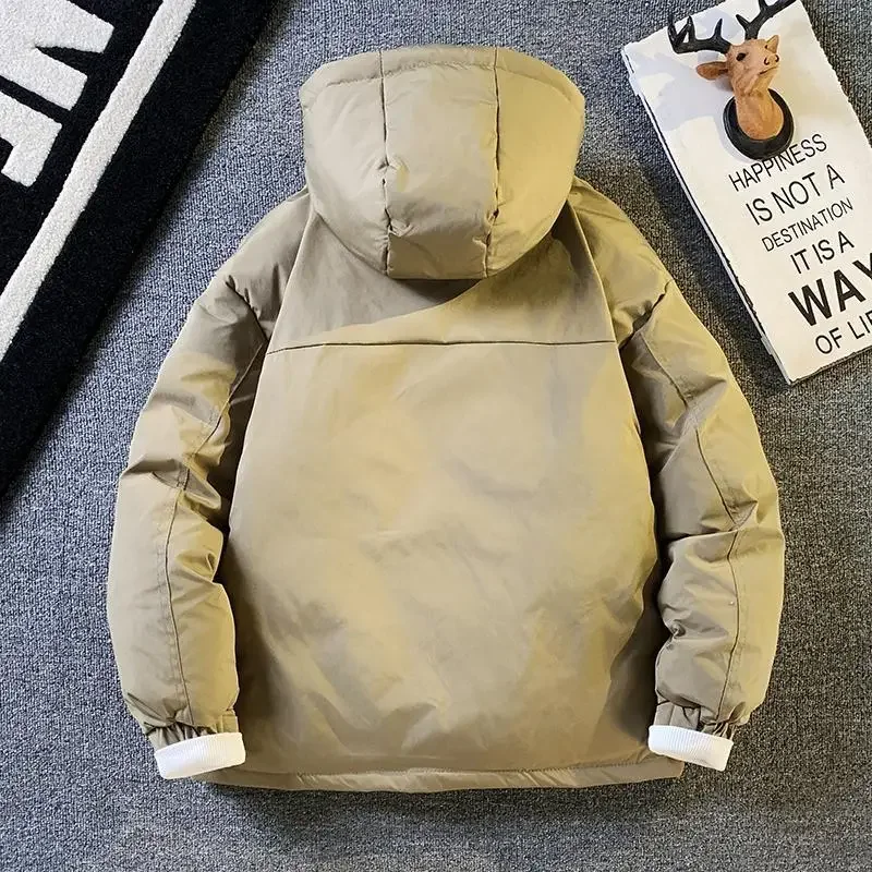Japanese Trend Cargo Jackets Winter Puffer Jacket Luxury Men's Clothing Warm Thick Windproof Coats Outdoor Zip Parkas Hooded New
