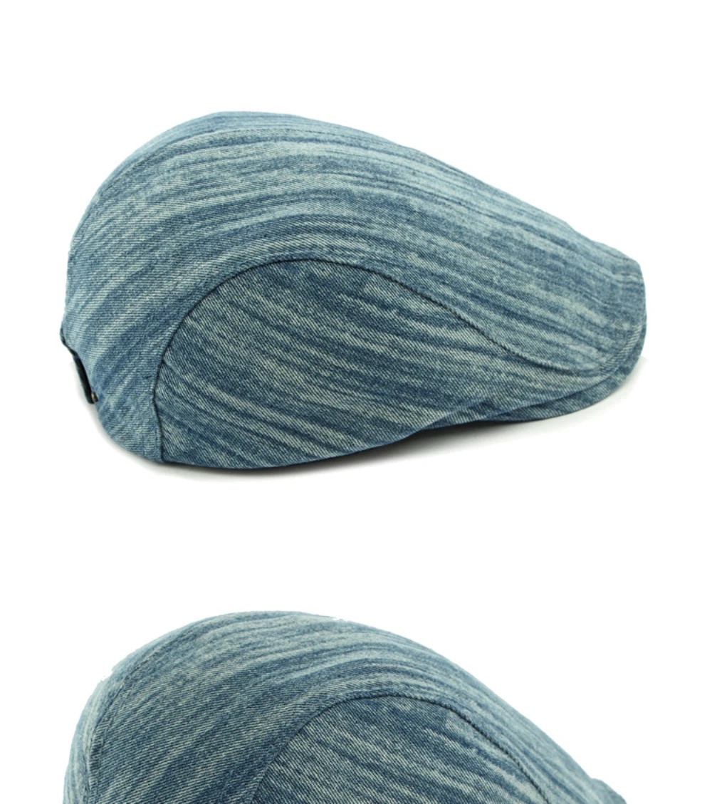 HT4724 Plus Größe Berets für Männer Frauen Neue Gewaschen Denim Baskenmütze Hut Einstellbare Ivy Flache Kappe Männlich Weiblich Frühling Herbst Baskenmütze Kappe – Detail 13