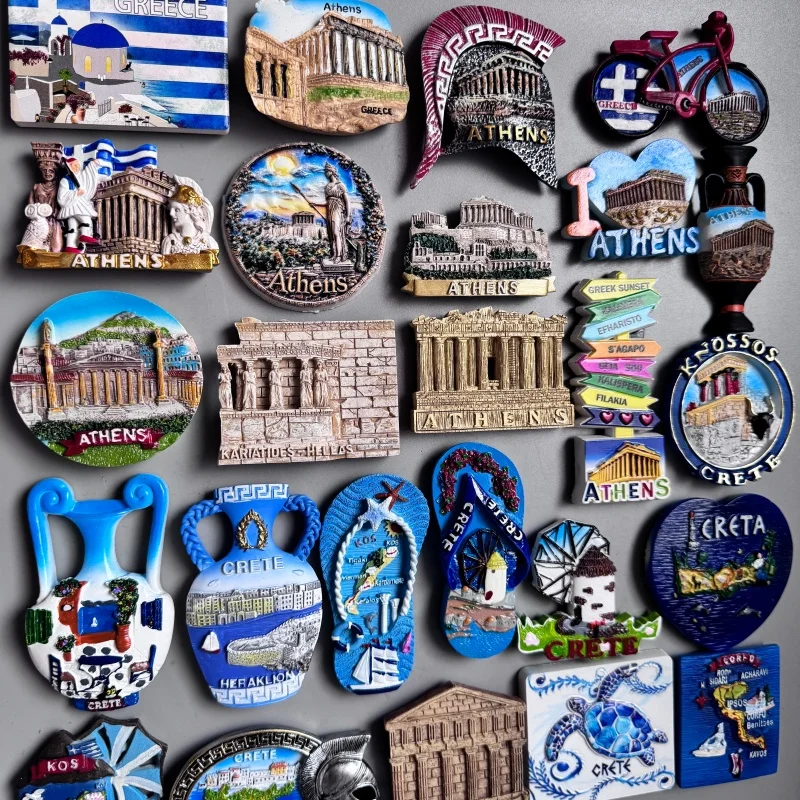 Greece Mediterranean Fridge magnets Athens Corfu Crete KOS Rhodes Santorini Tourism Refrigerator Stickers Magnet for Fridge