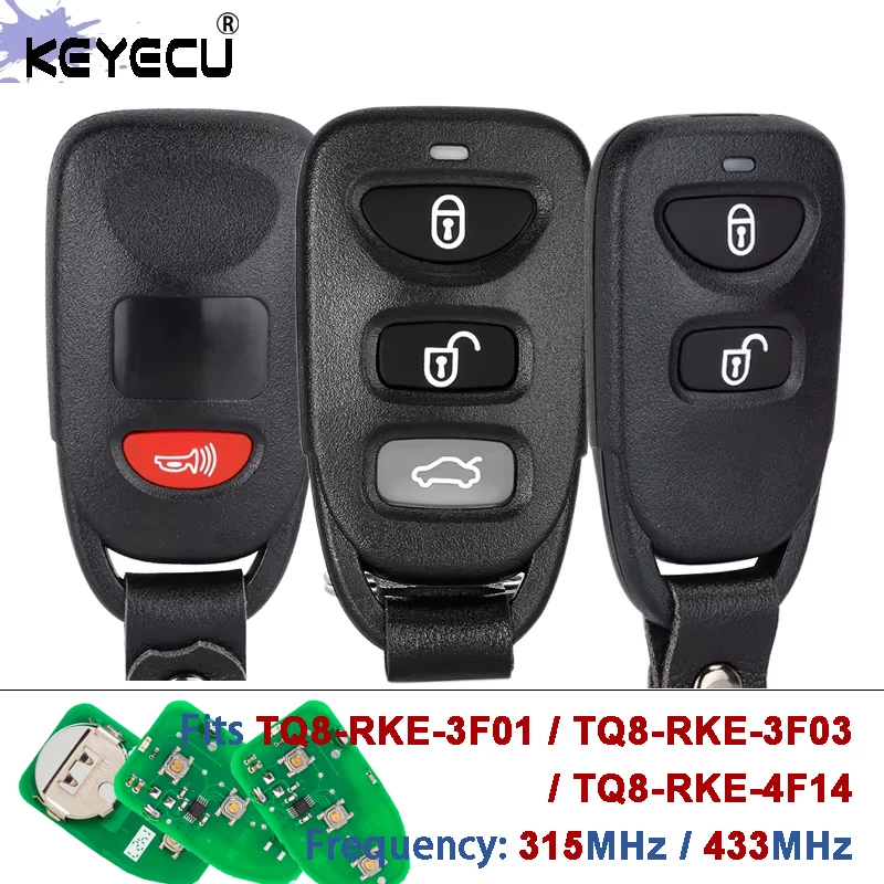 

KEYECU 315 / 434MHz FCC ID: TQ8-RKE-3F01 TQ8-RKE-3F03 TQ8-RKE-4F14 Remote Key Fob for Hyundai Accent Elantra Touring 2012-2017
