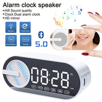 Quiet Wireless Bluetooth Speaker Alarm Clock RGB TWS USB LED Mirror Digital Clock FM Large Display Living Room Office Decoration
