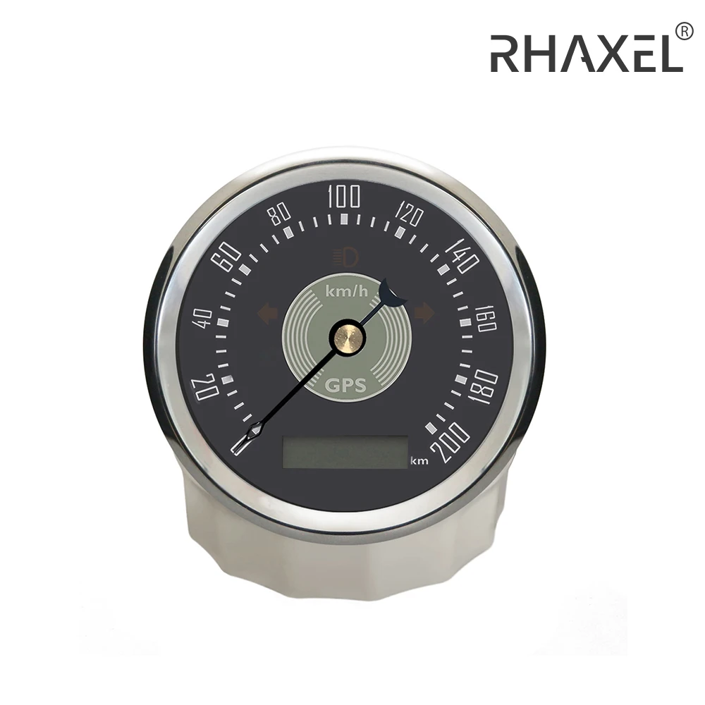 

RHAXEL 85mm 160km/h GPS Speedometer Gauge with Red Yellow Backlight 12V 24V for Auto RV Vessels with Total Mileage Adjustable