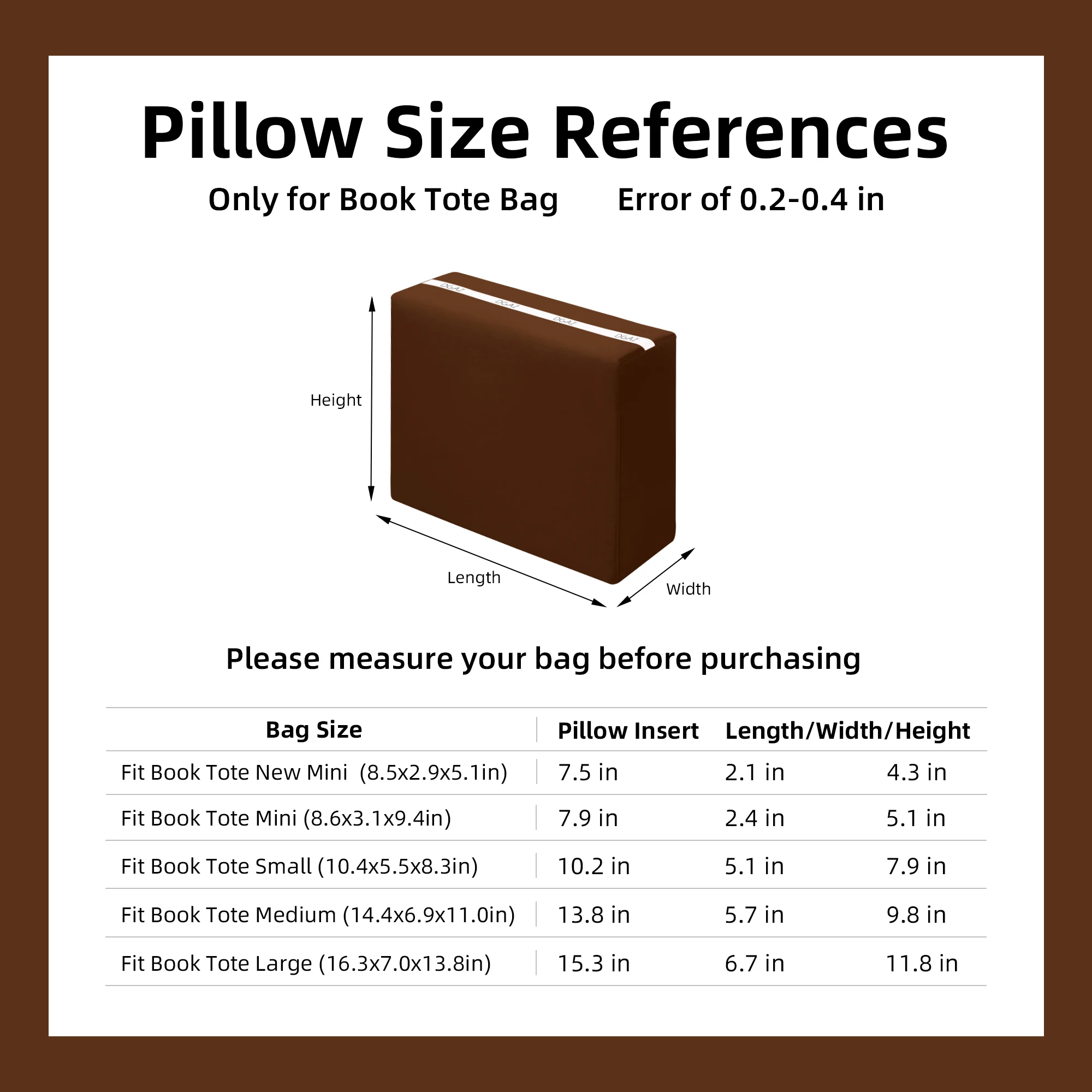 DGAZ Purse Pillow Shaper Insert For Dior Booktote Bags,Luxury Handbag Tote Shapers, Memory Foam view 5