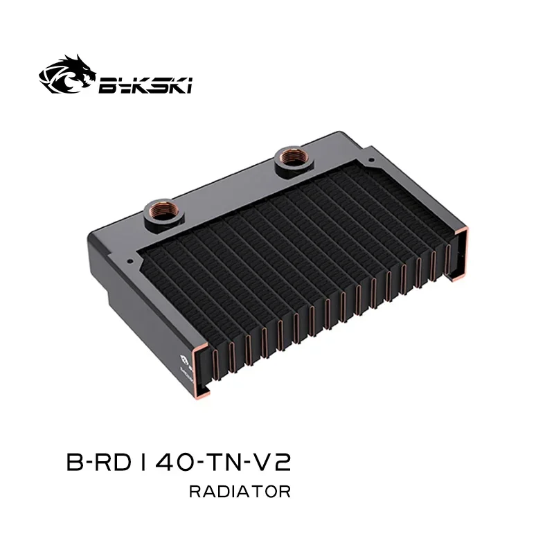 BYKSKI 28mm Thick Copper + Brass 140mm Computer Water Discharge Liquid Heat Exchanger Metal Radiator for 140mm Fans G1/4''