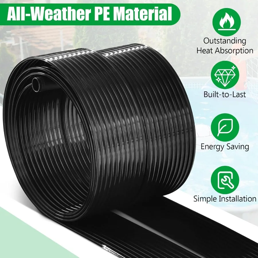 Solar Pool Heater 2.5 x 10 Feet In-Ground/Above-Ground Swimming Pool Heating System Weatherproof Pool Warmer Portable Solar Pan