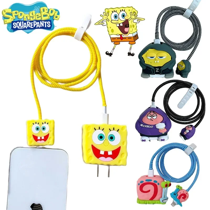 

Sponge-bob Patricks Star Charger Case for Apple 18/20W Data Cable Protective Case for Iphone 15 14 12 11 Cartoon Chargers Cover