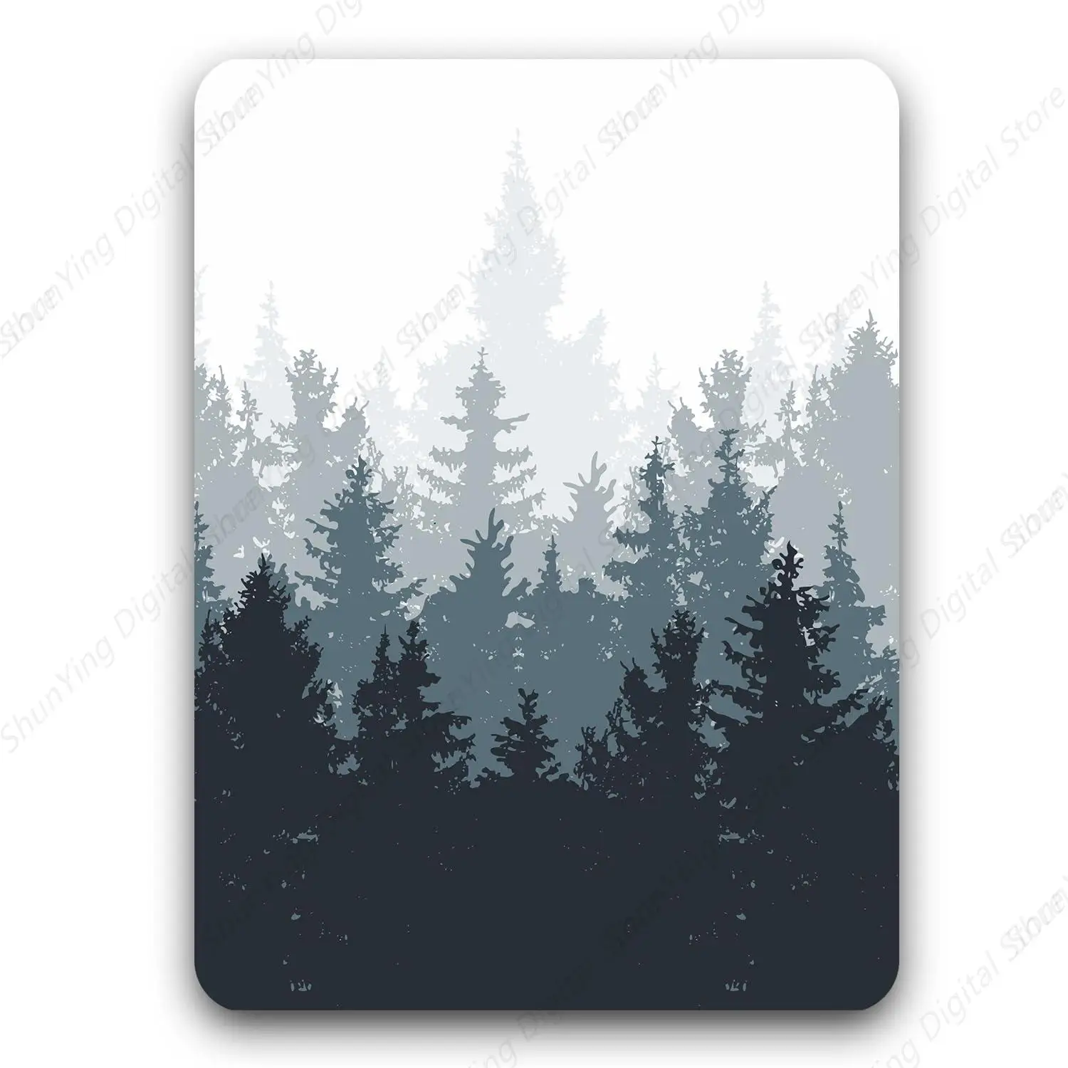 Black And White Forest Pattern Rubber Waterproof Mouse Pad Suitable For Gaming Office Laptops Home Office Travel 25*30cm