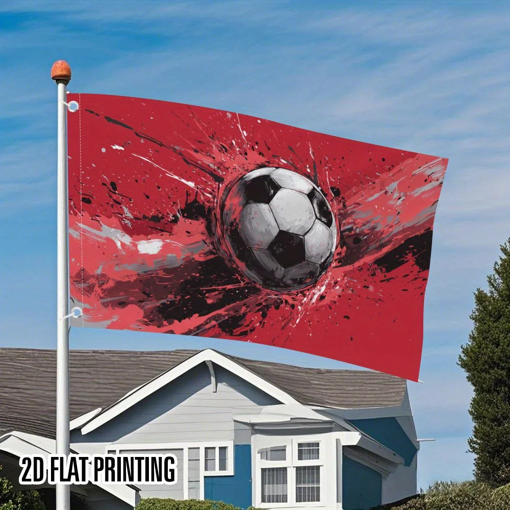 Soccer Burst Action Outdoor Flag Durable Polyester Yard Porch Garden Decoration
