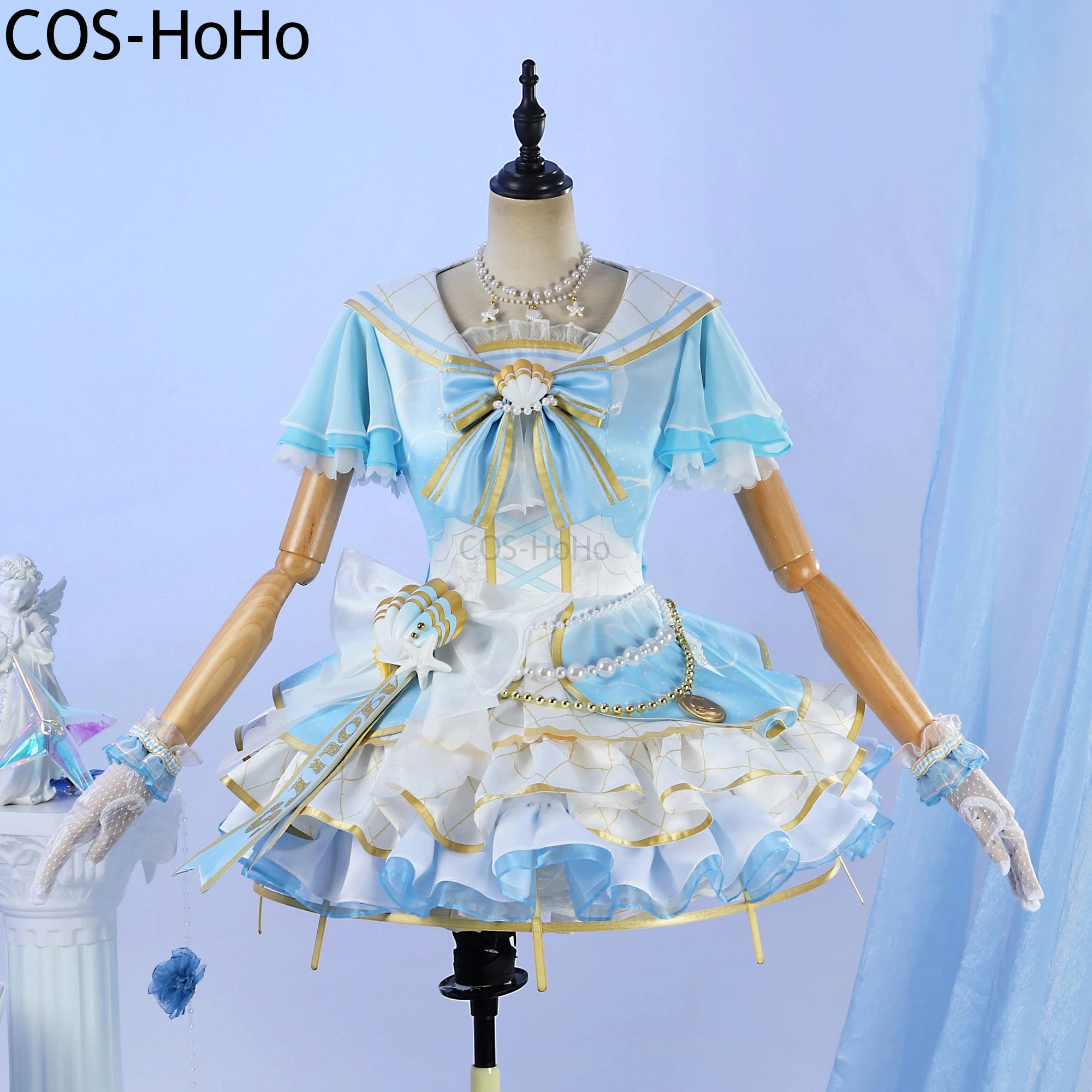 

COS-HoHo Anime Lovelive Watanabe You/Tsushima Yoshiko/Ohara Mari Aqours Shell Awakening Game Suit Elegant Dress Cosplay Costume