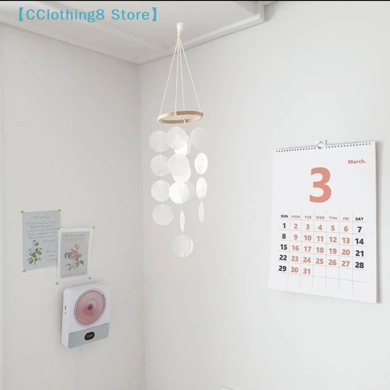1PCS Creative Hanging Moon Wind Chimes Natural Shells With Crisp Ringtones Dream Catchers Home Decoration 【AliS8】