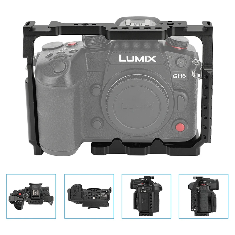 HDRIG Đầy Đủ Máy Ảnh Cage Với Xử Lý & Lạnh Giày Gắn Kết Cho Panasonic Lumix DMC-GH6