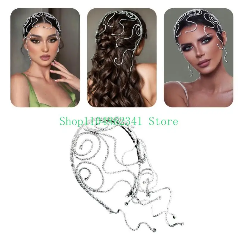 652F Unique Snake Pattern Rhinestones Headpiece Fashion Hair Accessory Headpieces Party Hair Ornament for Stylish Outfits
