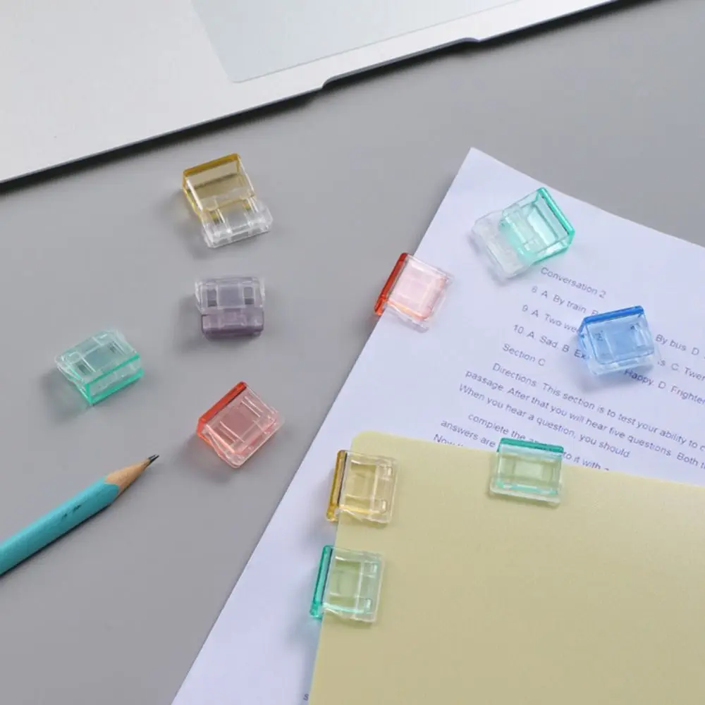 Creative Candy Color Letter Paper Clip Multi-function Transparent Push Clip Plastic Test Paper File Folder Stationery