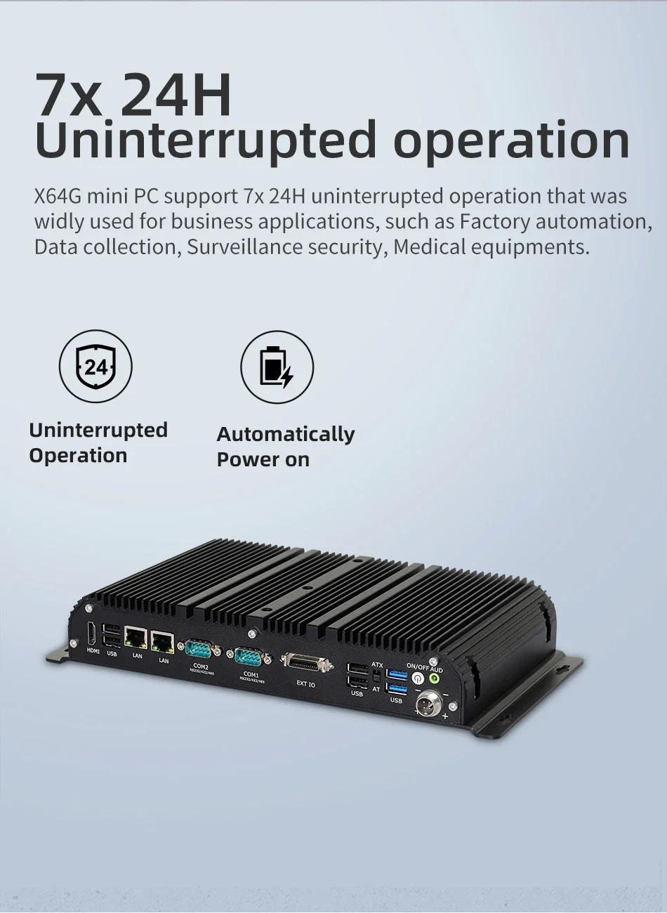 DC9V-36V PC Mini Industri Intel i7-1165G7 6x Port COM GPIO HDMI LVDS/EDP 6xUSB 2xLAN Windows10/11 LINUX WiFi 4G 5G LTE