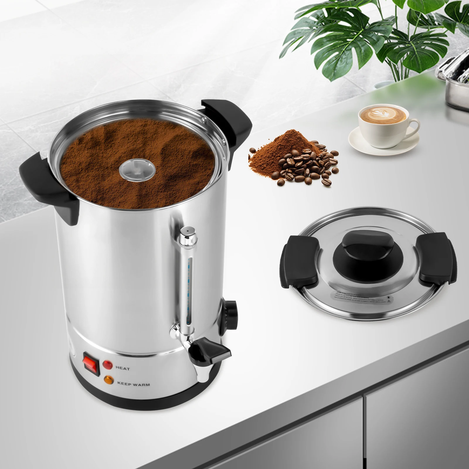 

Hot Water Dispenser 8l 1kw 110v Us Plug 30-110℃ 304 Stainless Steel Anti-Dry Burn Suitable For Cafes Offices Weddings, Buffets