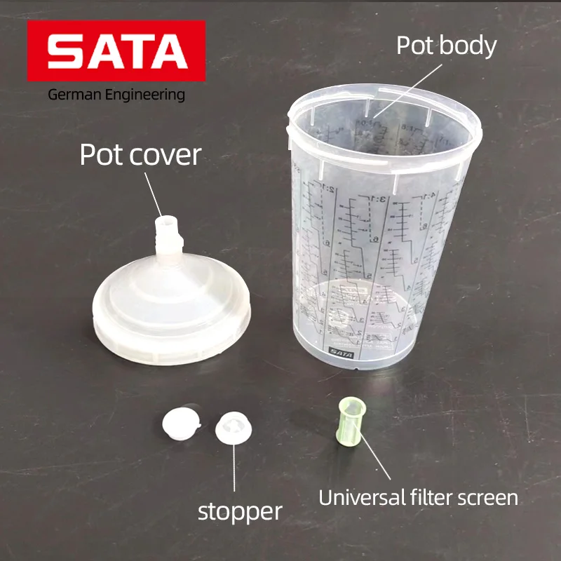 SATA 900 ML Spray Gun Multi-Purpose Paint Plastic Pot Transparent Paint Mixing Cup Universal Paint No-Wash Gun Pot