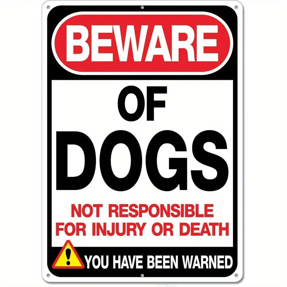 Large Heavy-Duty Beware of Dogs Sign - Rust-Free Metal Warning Sign with UV Printed Dog Warning Symbol, Reflective & Pre-Drilled