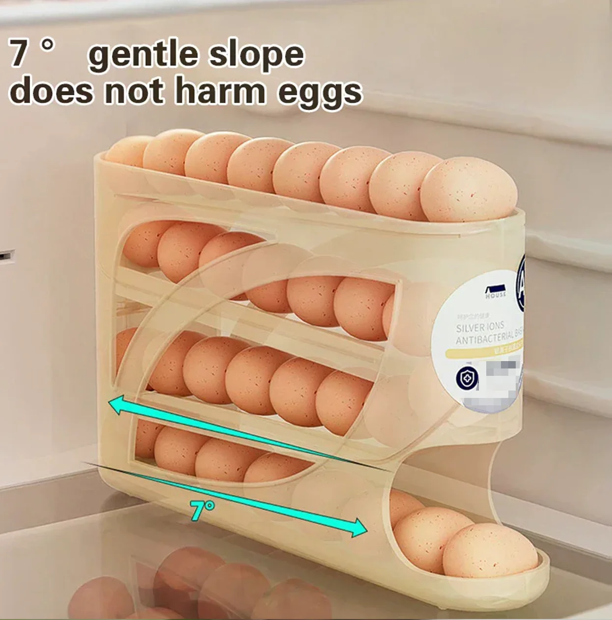Automatic Rolling 4 Tier Egg Holder Dispenser Refrigerator Egg Storage Container Practical Kitchen Fridge Home Egg Storage Rack