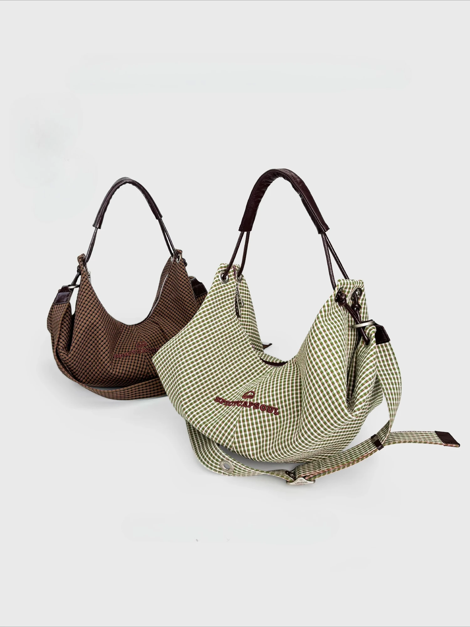 

Bubble grid niche pastoral cross shoulder boat bag