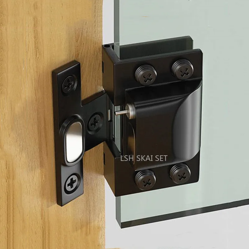 Hydraulic Buffer Silent Glass Hinge Non-penetrating Installation Magnetic Hinge Pet Store Cabinet Door Hinge Furniture Hardware