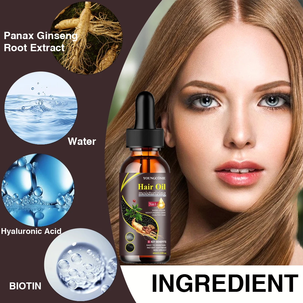 YOUNGCOME زيت ترطيب للشعر 3 في 1 زيت شعر عشبي طبيعي فوري مغذي لإصلاح الشعر ملمس الشعر التالف #3