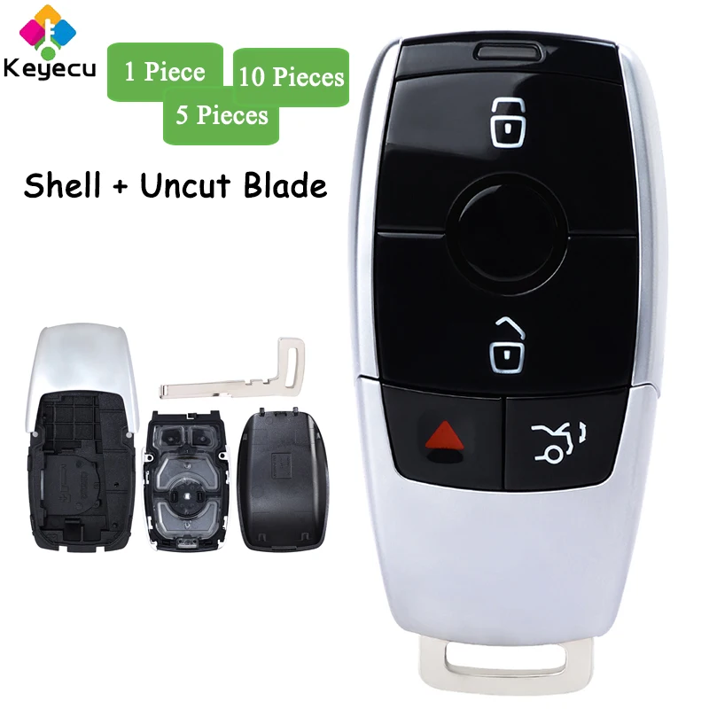 KEYECU Smart Remote Key Shell Case With 4 Buttons for Mercedes Benz A B C E S G Class 2019 2020 2021 2022 Fob IYZ-MS1 IYZ-MS2