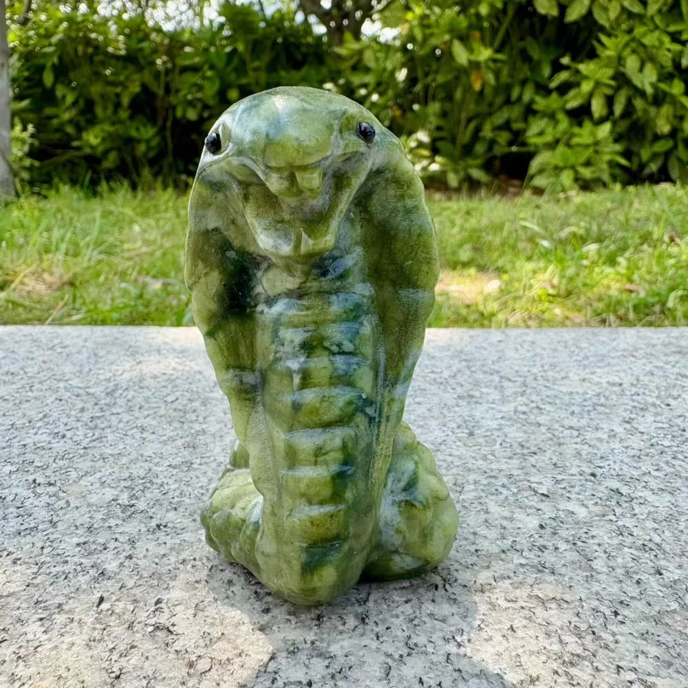8mm Natural Quartz Stone Green Jade Ophiolite Carving Healing Mineral Polished Home Decor Ornament Gift-Quality Stone Figurine