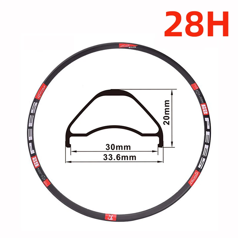 MTB Mountain bike rim 26/27.5/29 inchs Aluminum alloy double-layer  rim disc brake rim wide 33.6mm 28/32 hole tubeless rim 490g