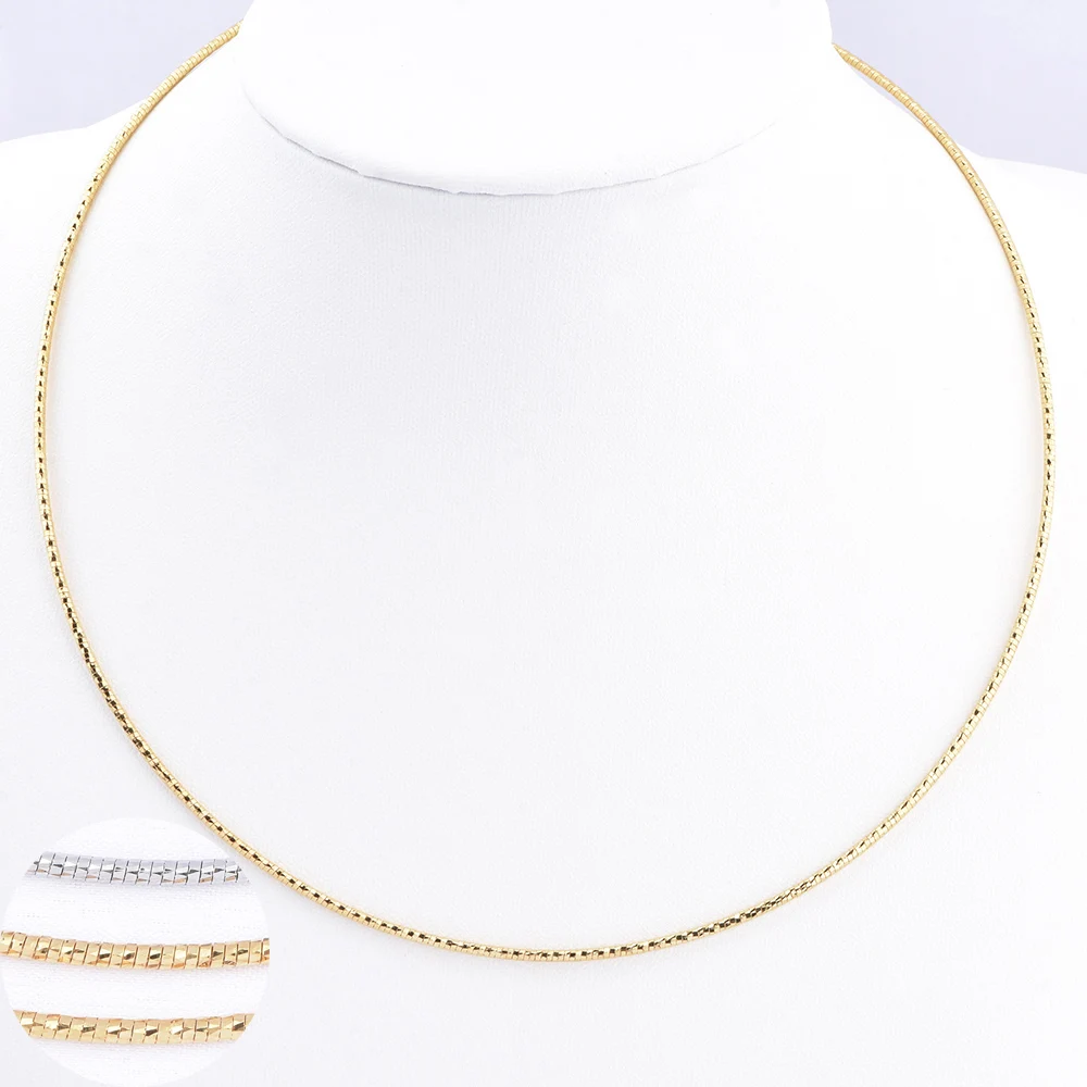 (6353) 1 pieza 40CM 18K Color oro latón cadena de clavícula collar corto cadena de serpiente accesorios de joyería DIY de alta calidad al por mayor
