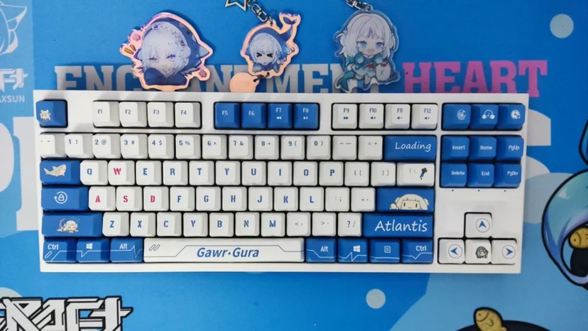 108 Keys/Set Hololive Gawr Gura Theme Cute Girl Keycap PBT Material OEM Height PBT Sublimation for Mechanical Keyboard MX Switch