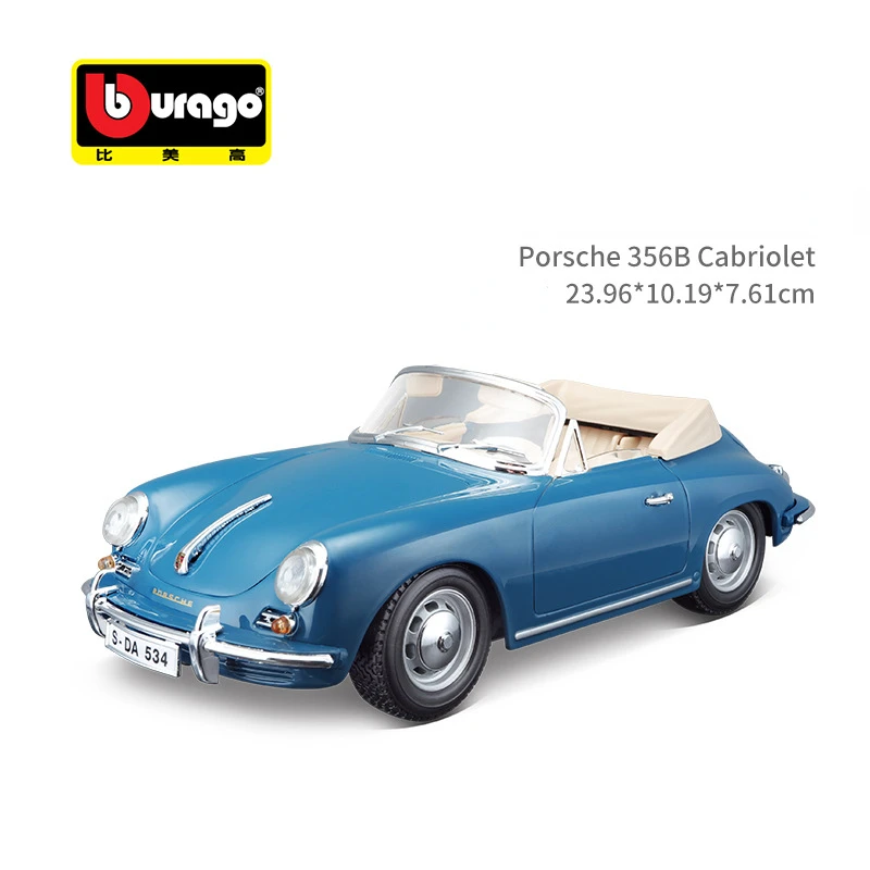 Genuine Boutique Bburago 1:18 Porsche 356B Blue 2 Doors Opened Back To Alai Alloy Toy Car Model Metal Die-cast Toys Boy Gifts