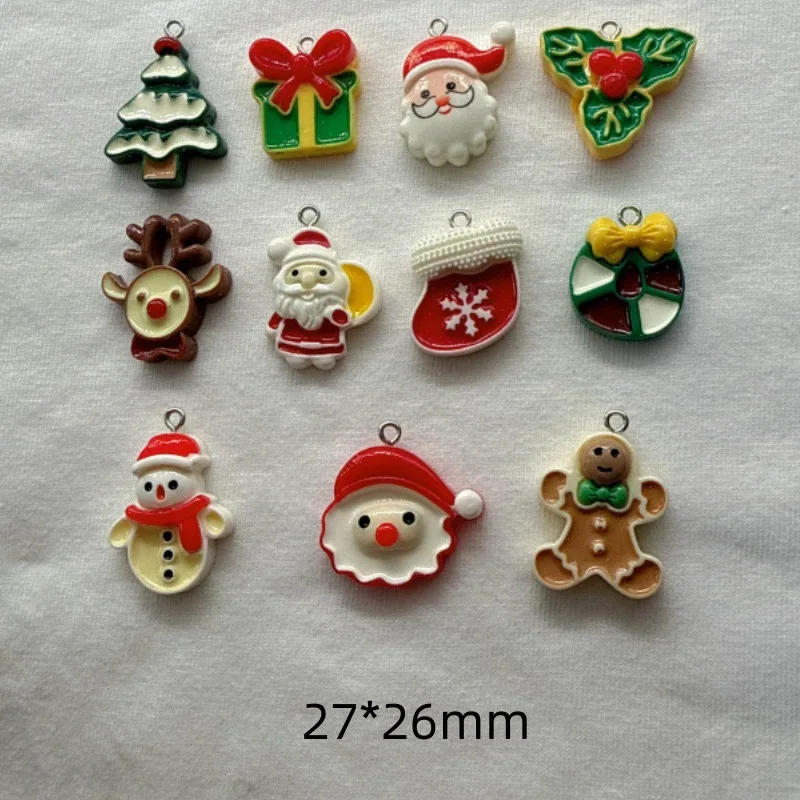 10pcs Christmas Cartoon Series Resin Pendant DIY Jewelry Accessories Jewelry Making Earrings Necklace Keychain view 6