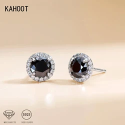 925 Sterling Silver 0.5-1 Carat Moissanite Black Round Bag Earrings Fashion Trend Temperament Design Light Luxury Niche Women