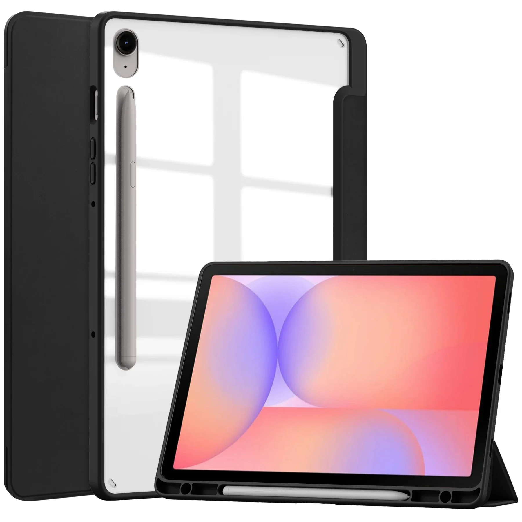 

Tablet Leather Case for Samsung Galaxy Tab S10 Lite 2025 10.9" Pen Holder Folding Stand Transparent Bottom Cover with Auto Sleep