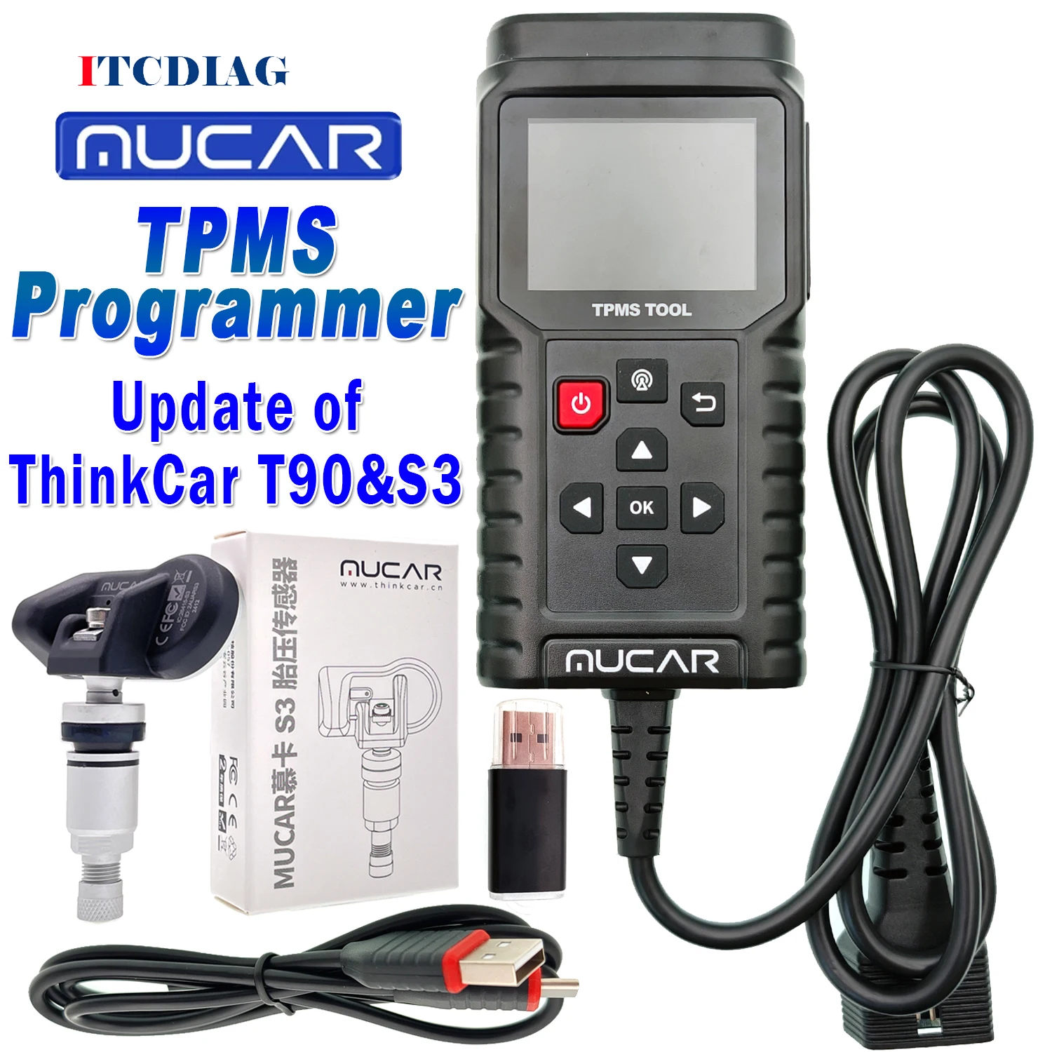 MUCAR T90 S3 TPMS Car Tire Pressure Diagnostic Tool Automotive TPMS Sensor Activator Programming Learning Update THINKCAR T90 G2