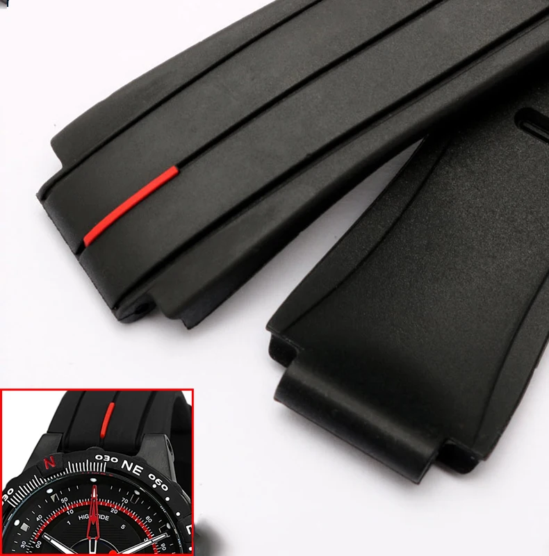 For TIMEX watch T2N720 TW2T76300 T2N721 T2N738 Series Black Waterproof Silicone Sports Strap 24*16mm High Quality Rubber band