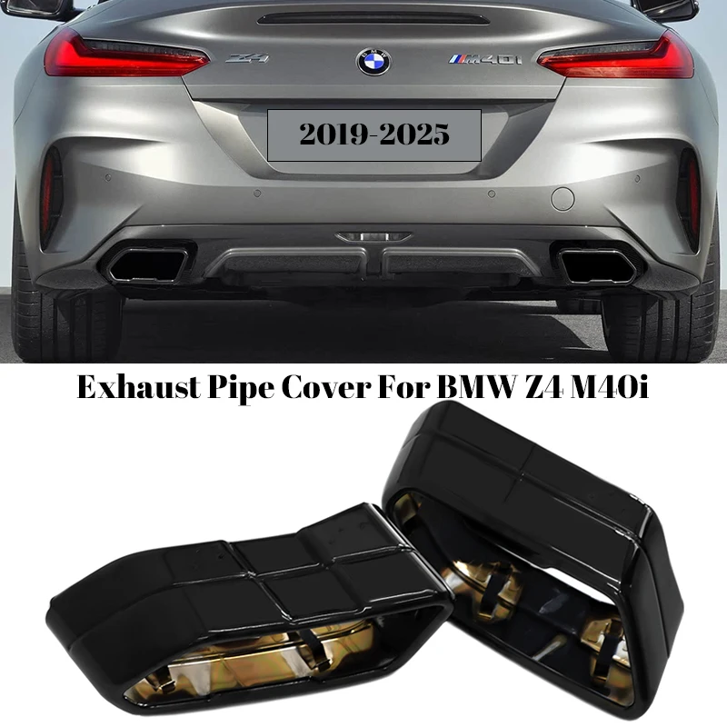 

Автомобильная выхлопная труба, черная крышка для BMW Z4 M40i 2019-2025, наконечник глушителя, сменная накладка на выхлопную трубу