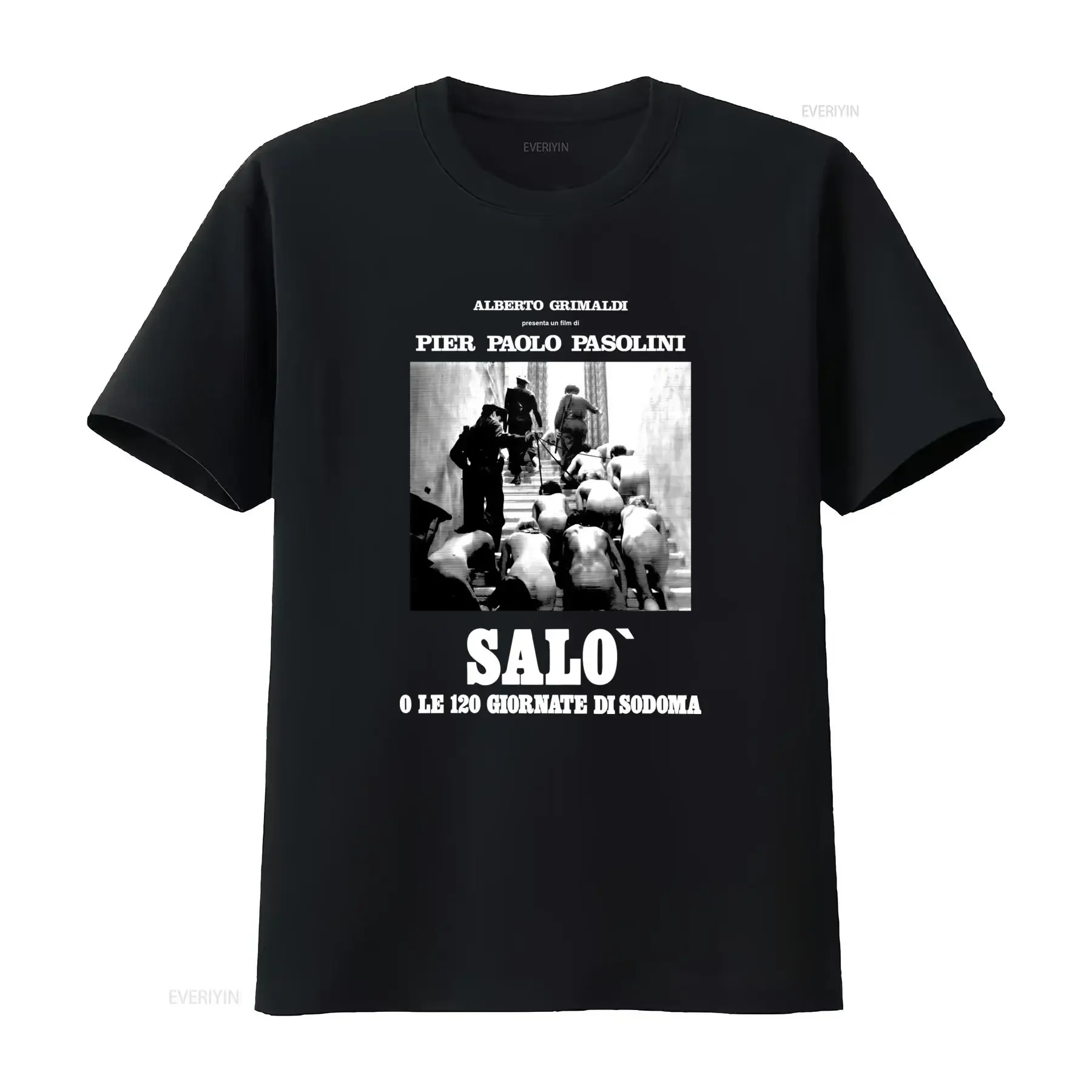 Camiseta Vintage Salò ou os 120 Dias de Sodoma Pier Paolo Pasolini 1975 com Imagem de Pôster de Filme Italiano, Lavada, Versátil e Estilosa