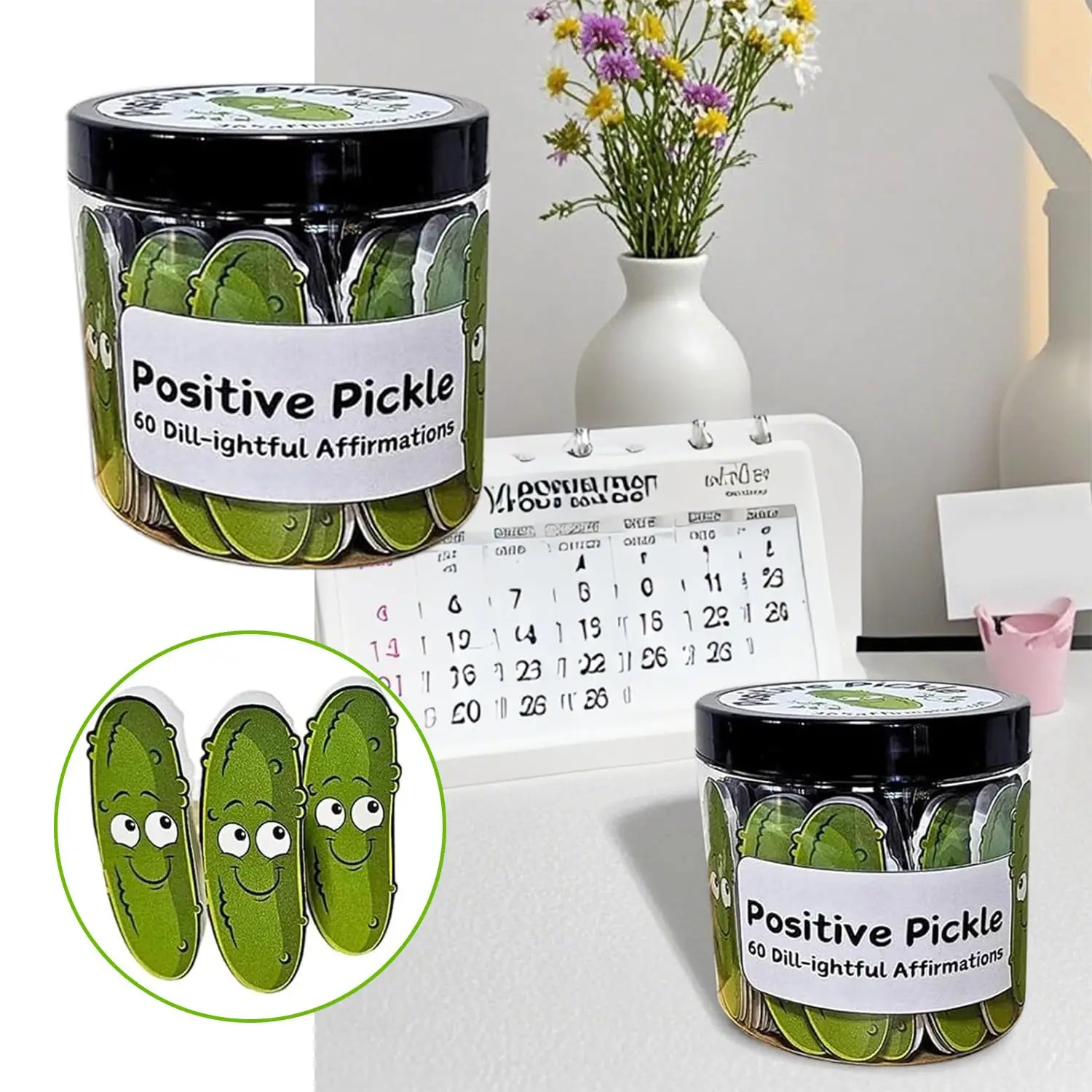 Positive Pickle Affirmationskarten 60 Einzigartige Botschaften Emotionale Unterstützung, Aufmunterung für Freunde, Stressabbau-Dekoration – Detail 5