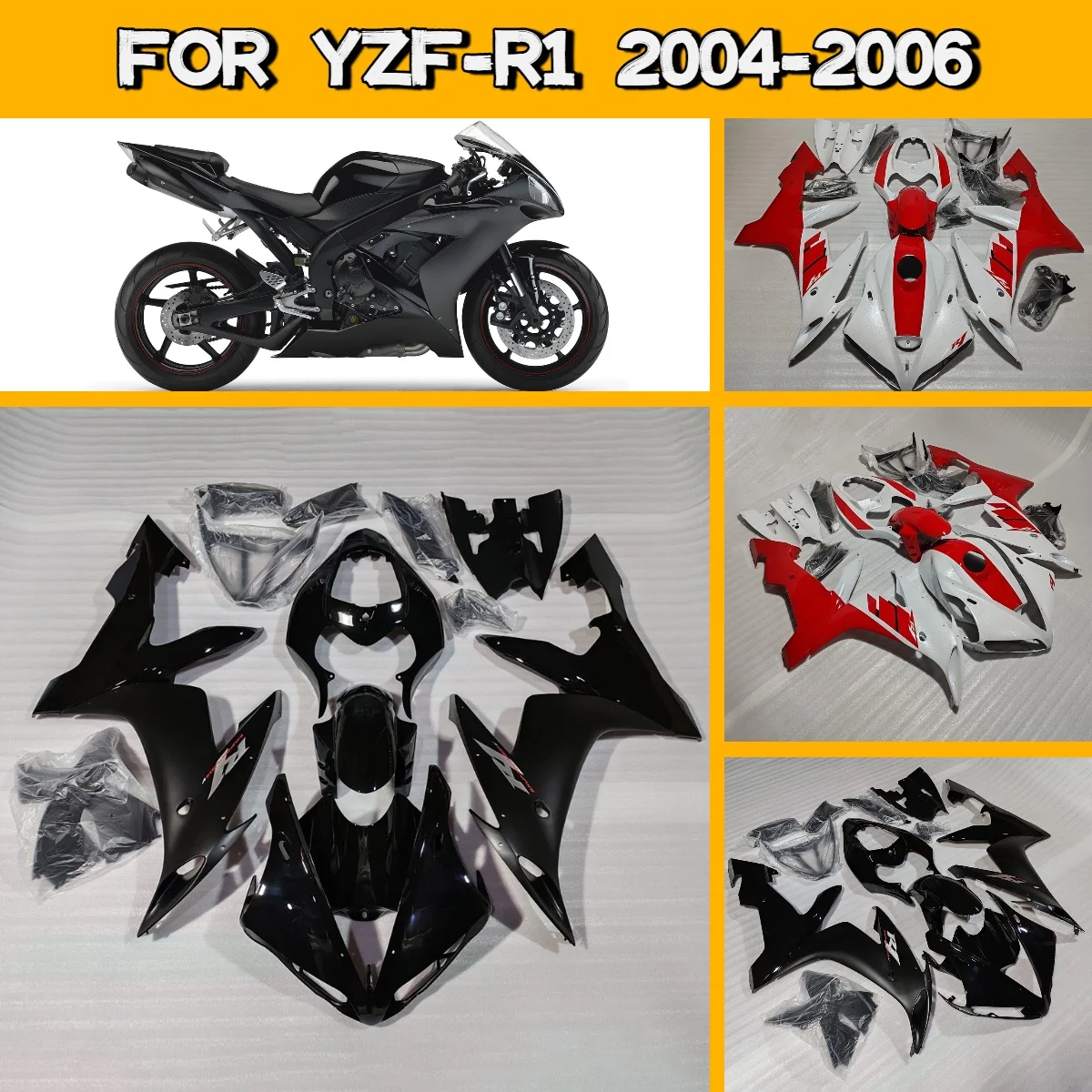 

Motorcycle Fairings for 2004 2005 2006 Yamaha YZFR1 Accessories ABS Injection Molded Fairing Kit 04 05 06 YZF R1