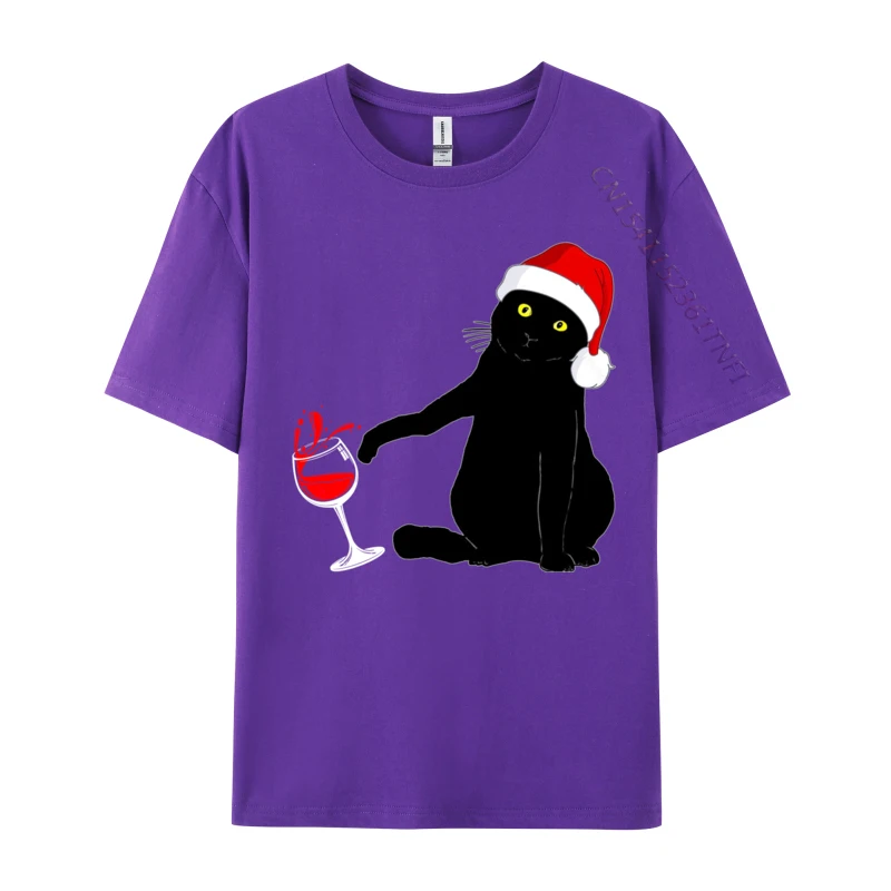 

Cat Themed Christmas Sweater For Wine Lovers T-Shirt O-Neck Men Print Tshirts Graphic T-Shirt For Men Plain