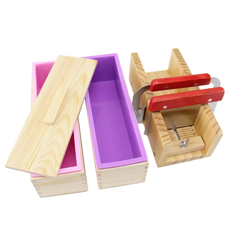 

Handmade Soap Cutting Board Soap Cutter Long Toast Soap Cold Proc Silicone DIY Tool Box Pine Wood Baking Mold Kitchen Tool