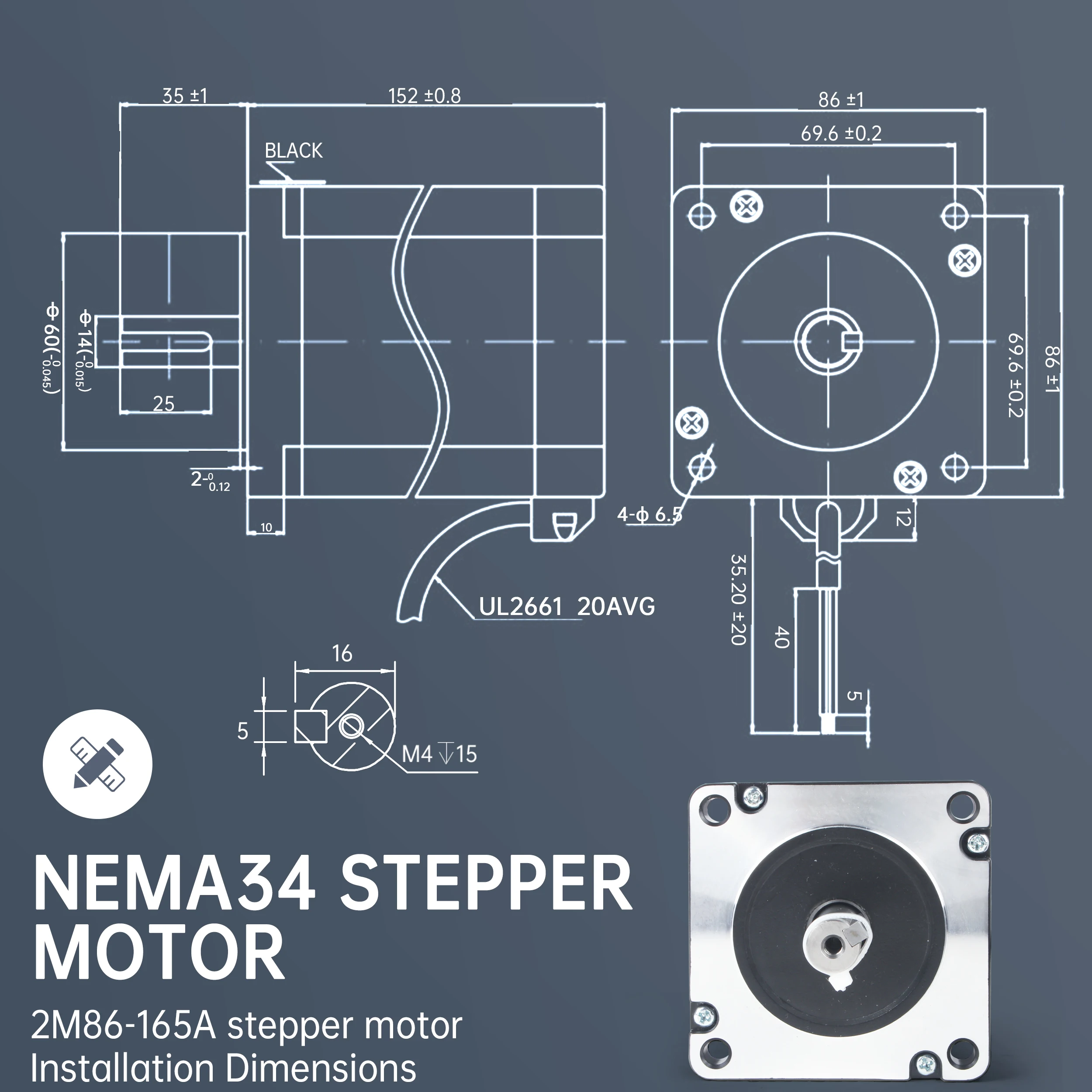 【EU Stock】Nema34 Open Loop Stepper Motor 86 Stepping Engine Motors 11N.m 6A 4 wires Engines With DMA860S Driver for CNC