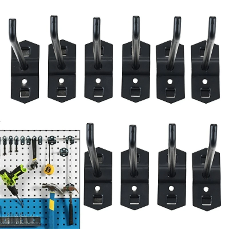 10Pcs/set 50mm Black Hole Board Hook Steel Kitchen/Garden/Door Hanger Shelf Hardware Tool Wall Storage Rack Garage Pegboard Hook