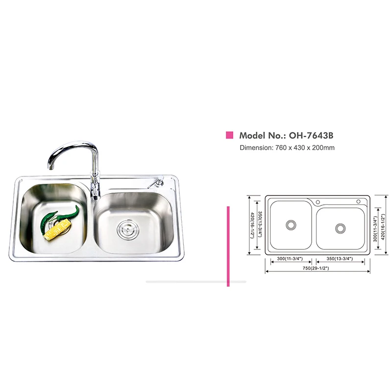 304 stainless steel modern kitchen sink faucet, one type of undermounted mount, brushed surface, double slot price
