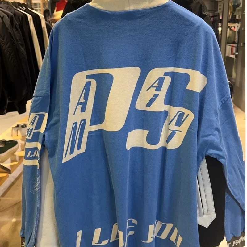 

25AW Autumn Blue Saint T-shirt Vintage Long Sleeved Racing Suit Tshirt Men Women Casual Do Old Top Clothing