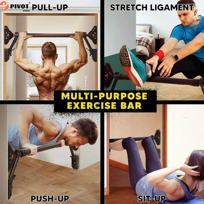 Home gym door frame pull-up rod with safety support, adjustable height, suitable for home exercise, easy to install