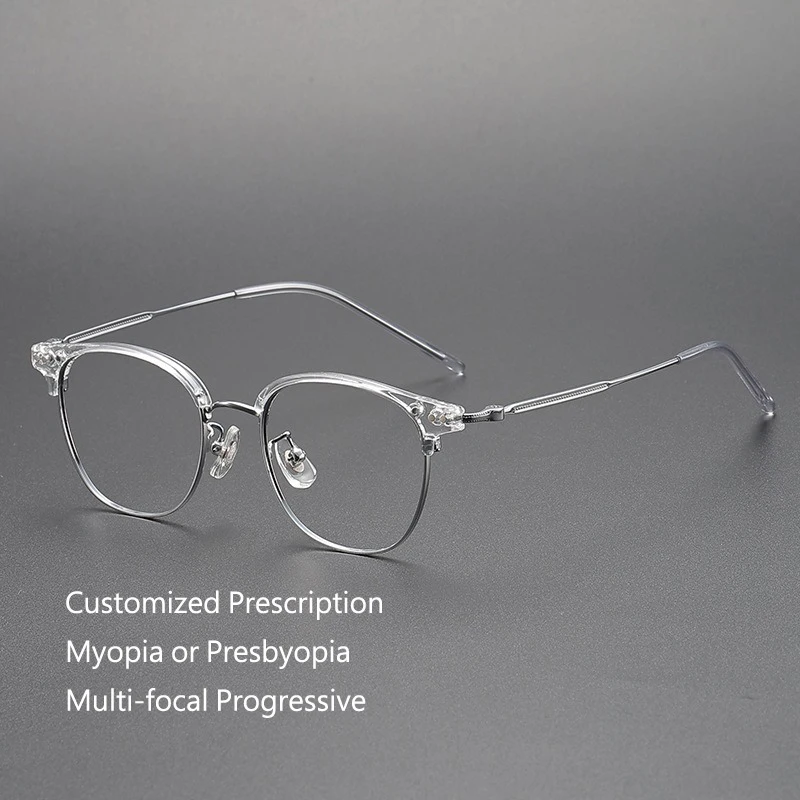 

Customized Prescription Glasses Women Men Titanium Frame Photochromic Anti-Blue Light Myopia Hyperopia Lenses M6101