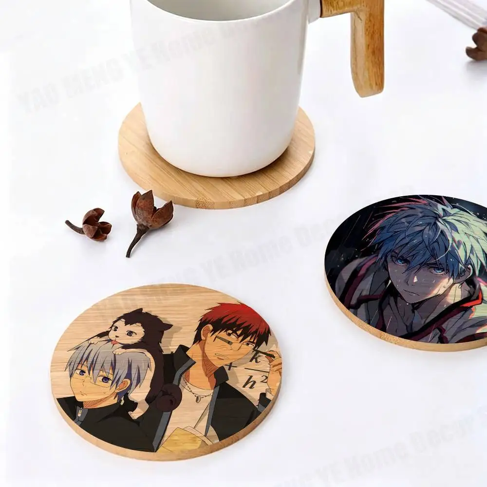 

B-Basketball Anime Kuroko Taiga Wood Coaster Mug Tea Coffee Cup Pad Heat Resistant Placemats Tableware Decoration